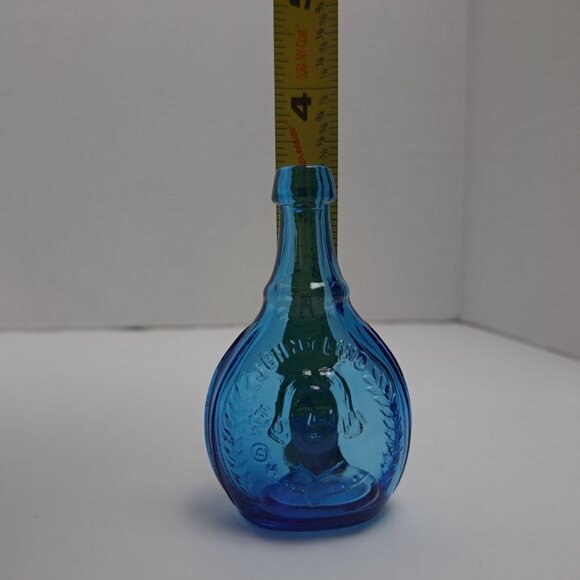 Wheaton Cerulean Blue Embossed Miniature Glass Bottle Decorative Vintage Piece - Picture 2 of 16